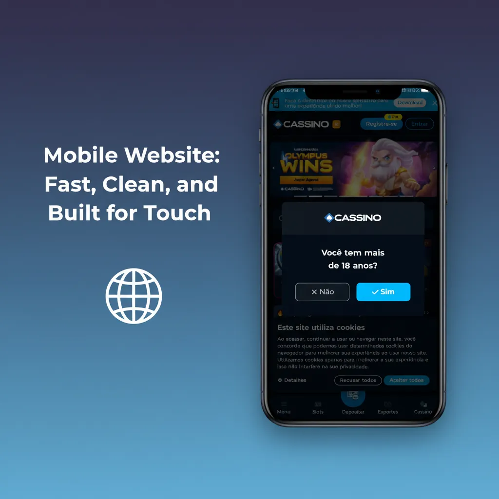 Mobile betting site on phone with touch-friendly odds, thumb‑reach bet slip, sports/live/casino nav, Pix cashier, low data