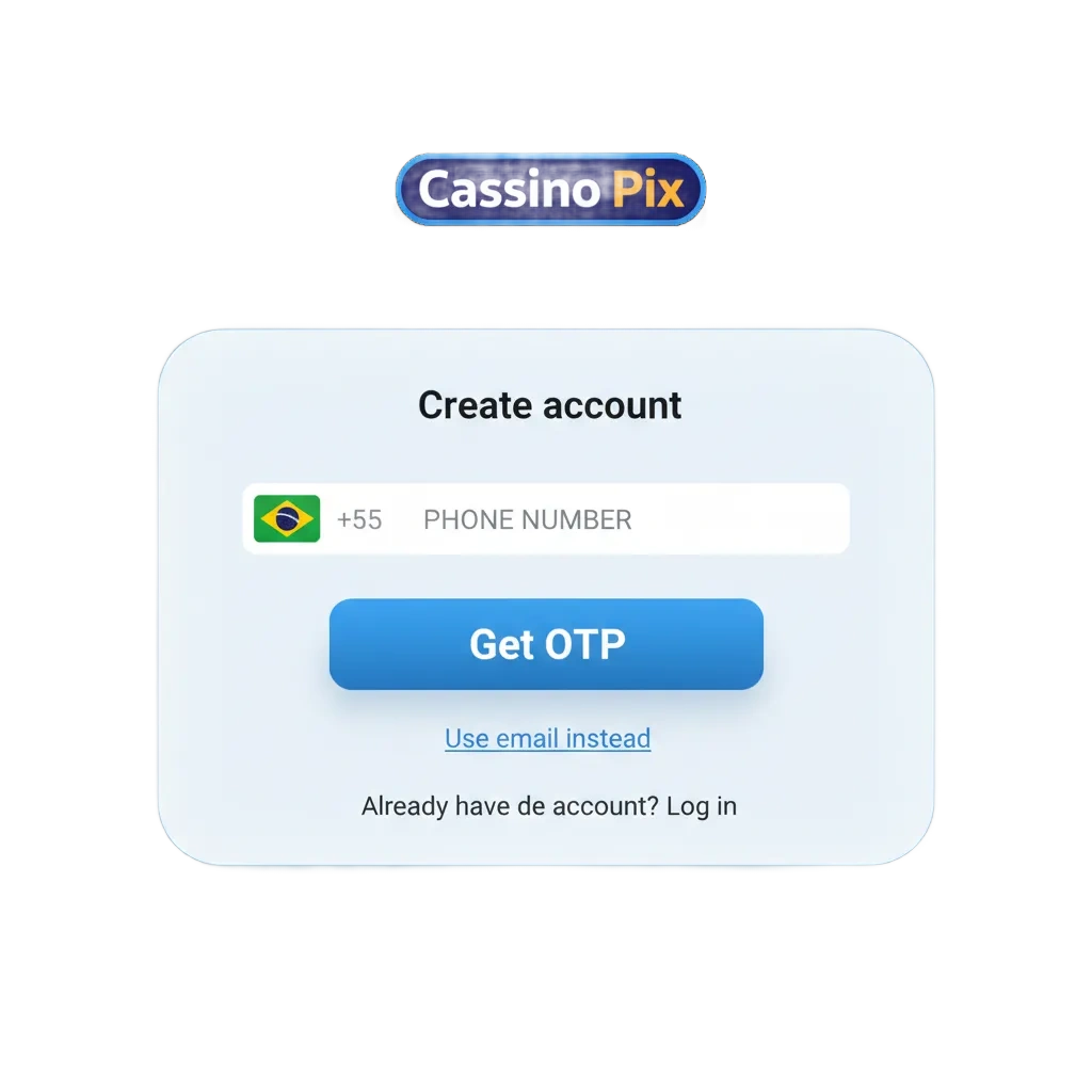 Brazil casino & sports account setup: phone and laptop show register, login, verify steps, 100% BL welcome bonus.