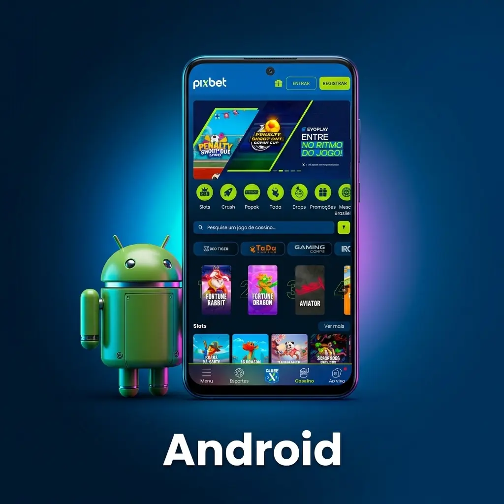 Tela de download do app Pixbet para Android com instalação via APK no dispositivo móvel