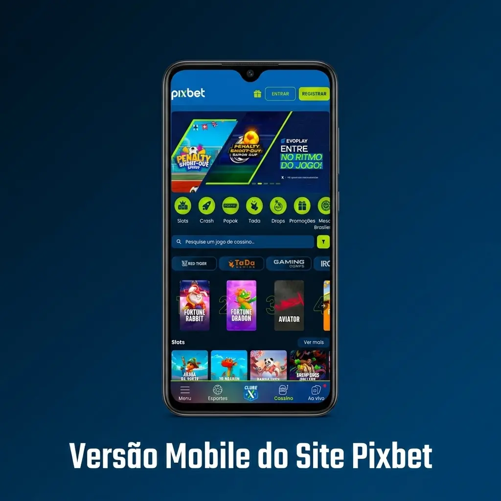 Interface mobile do site Pixbet no navegador do celular com apostas esportivas e cassino acessíveis